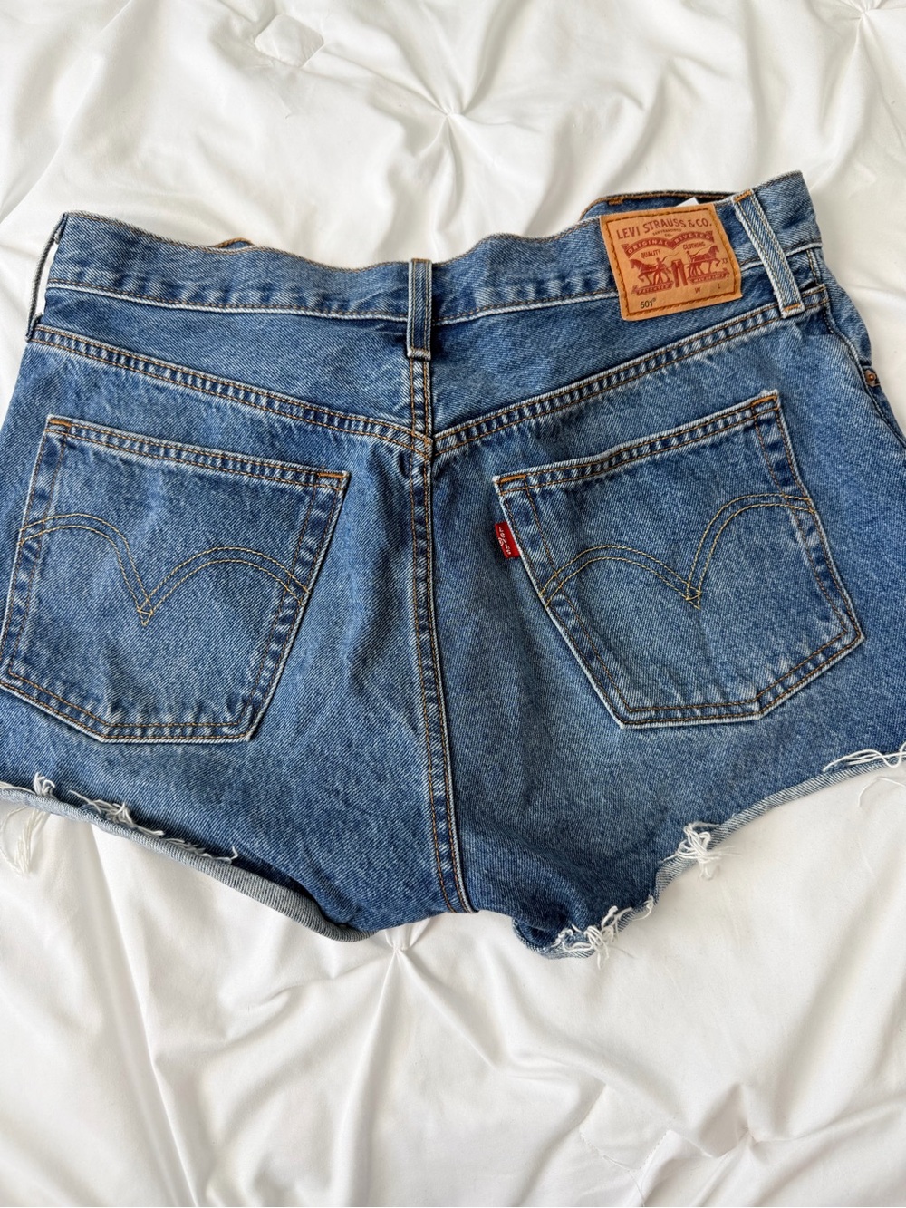 Levi's Women's 501 Medium Blue Denim Cutoff Shorts